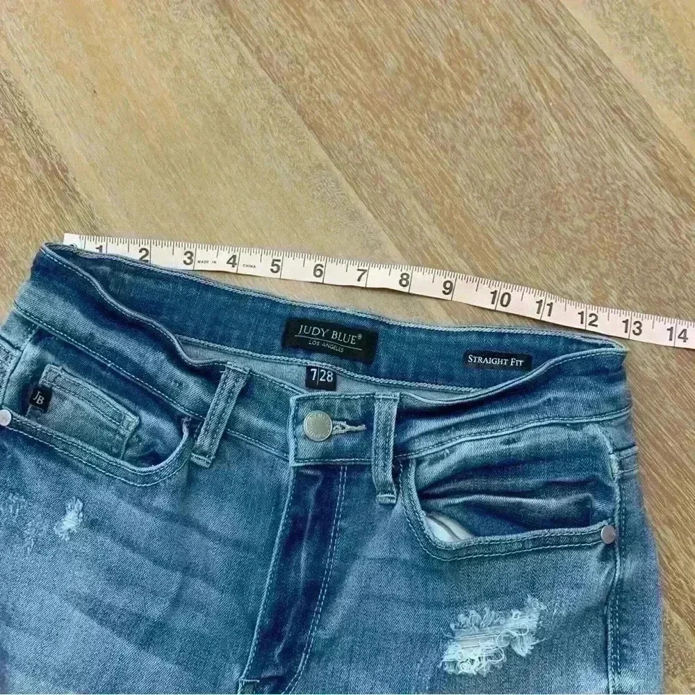 Judy Blue Slim Fit Destroyed Hem Straight Leg Denim 7 - Picture 9 of 15